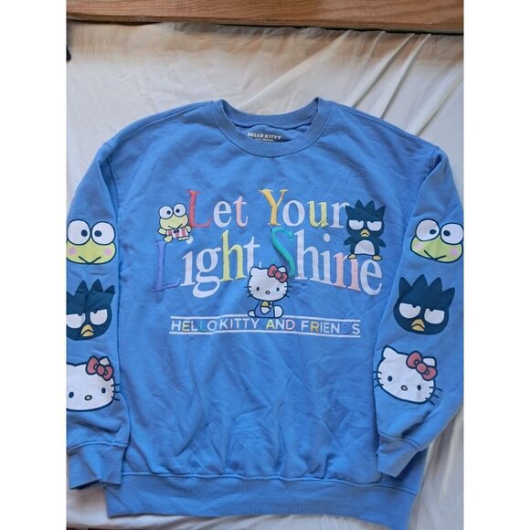 Hello Kitty Let Your Light Shine Sanrio Sweatshirt XL Blue LS Crew Pullover - Picture 1 of 3